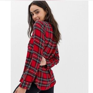 Hollister Red Plaid Button Down Shirt